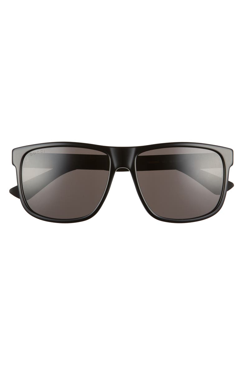58mm Square Sunglasses, Main, color, BLACK