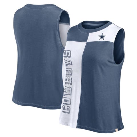 Women's Fanatics Branded Navy/White Dallas Cowboys Script Color Block Tank Top