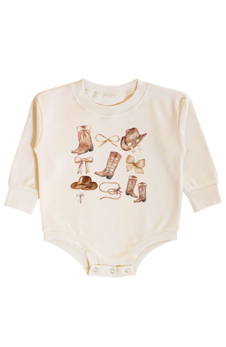 Sweet Wink Cowgirl Cutie Long Sleeve Romper, Main, color, Natural