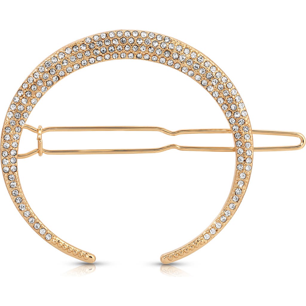 Ettika Single Crescent Crystal Barrette In Gold