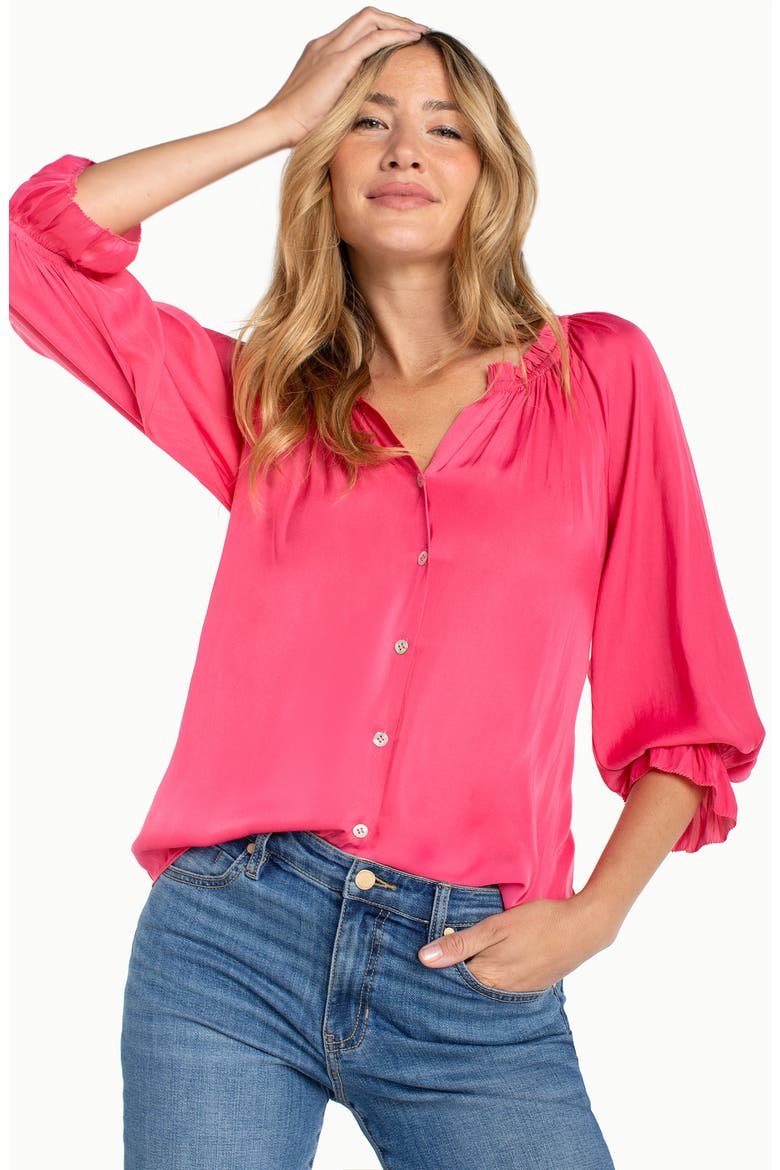 Gathered Satin Top, Main, color, PERFECT PINK