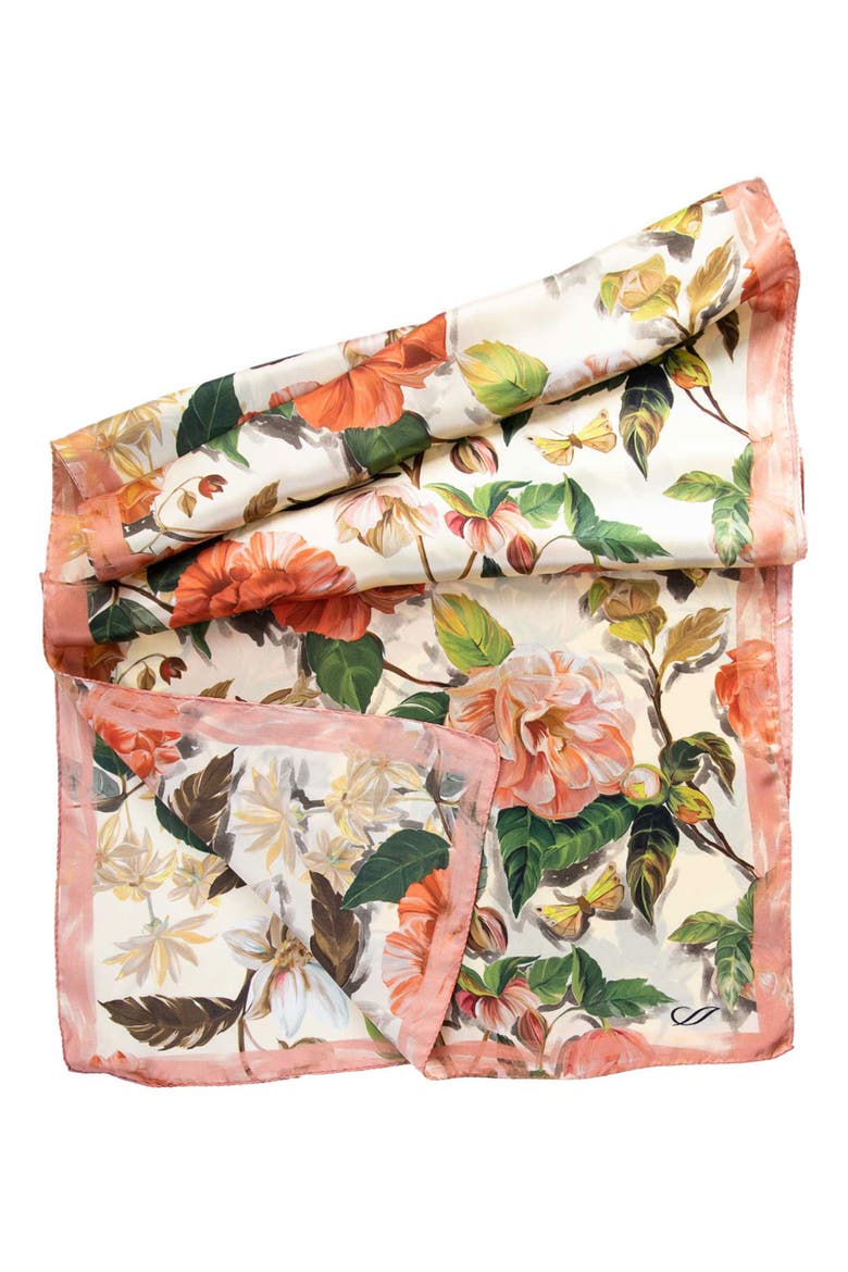 Rosa - Long Satin Silk Scarf for Women, Alternate, color, Peach