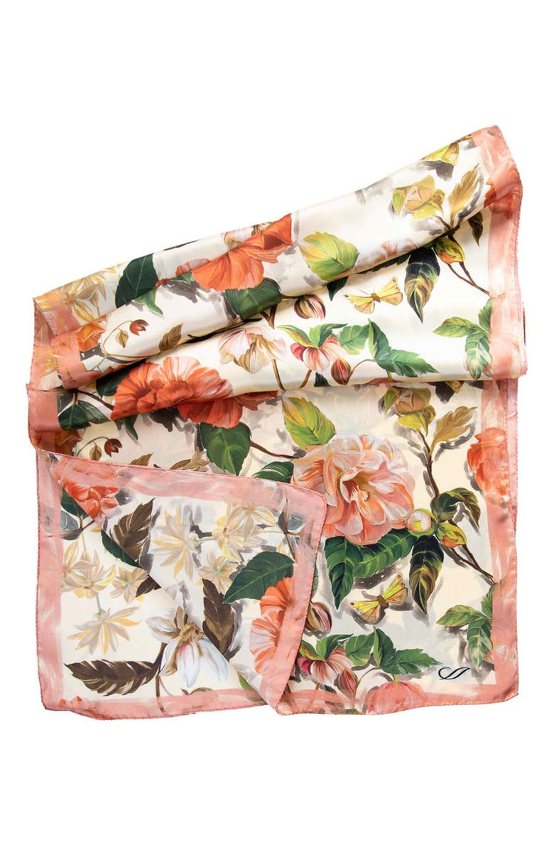 Elizabetta Rosa - Long Satin Silk Scarf for Women, Alternate, color, Peach