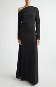 Róhe One-Shoulder Long Sleeve Twisted Jersey Maxi Dress