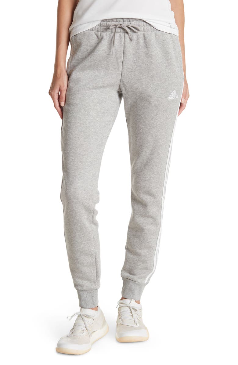 adidas 3-Stripes Drawstring Waist Jogger Sweatpants, Main, color, Medium Grey Heather/White