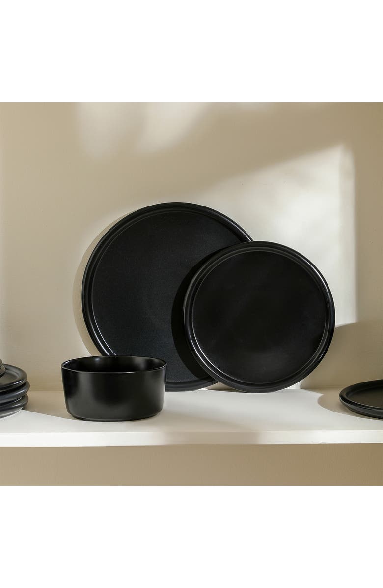 Stone Lain Eden Stoneware 4-Piece Salad Plate Set, Alternate, color, Black