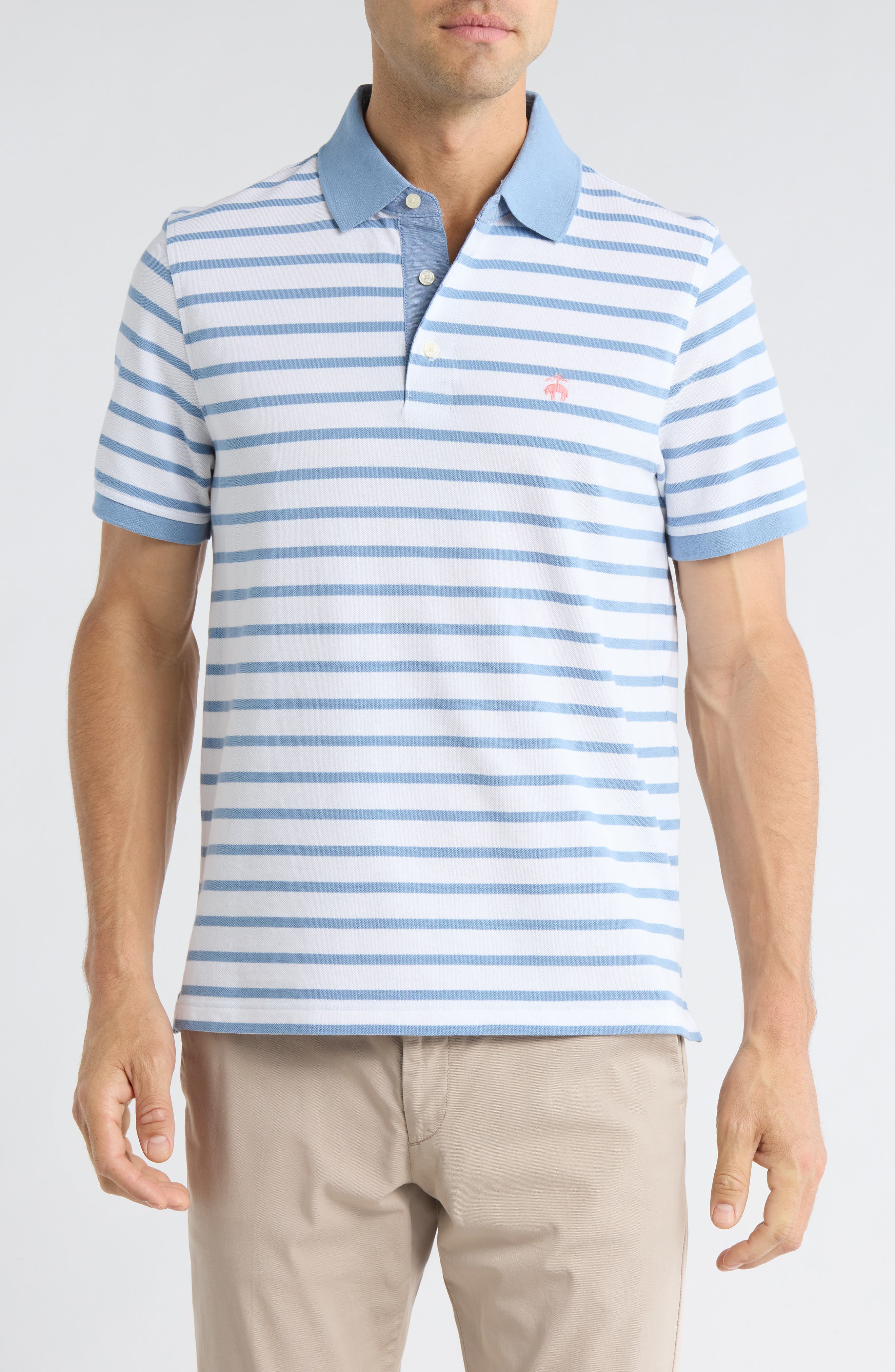 Brooks Brothers Slim Fit Stripe Cotton Piqué Polo