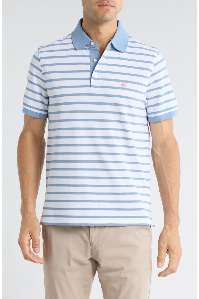 Slim Fit Stripe Cotton Piqué Polo, Main, color, ASHLEIGH BLUE/ WHITE