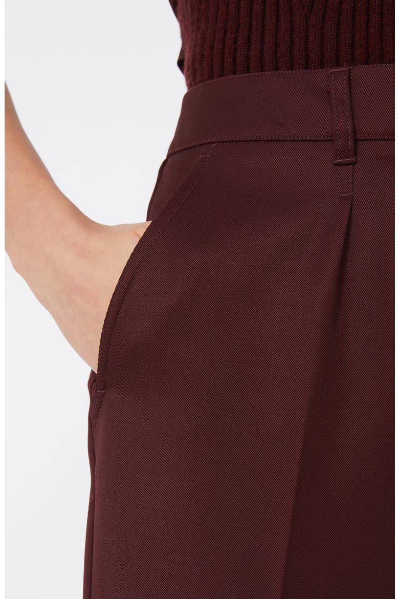 Pleated Virgin Wool Twill Pants, Alternate, color, CHERRY