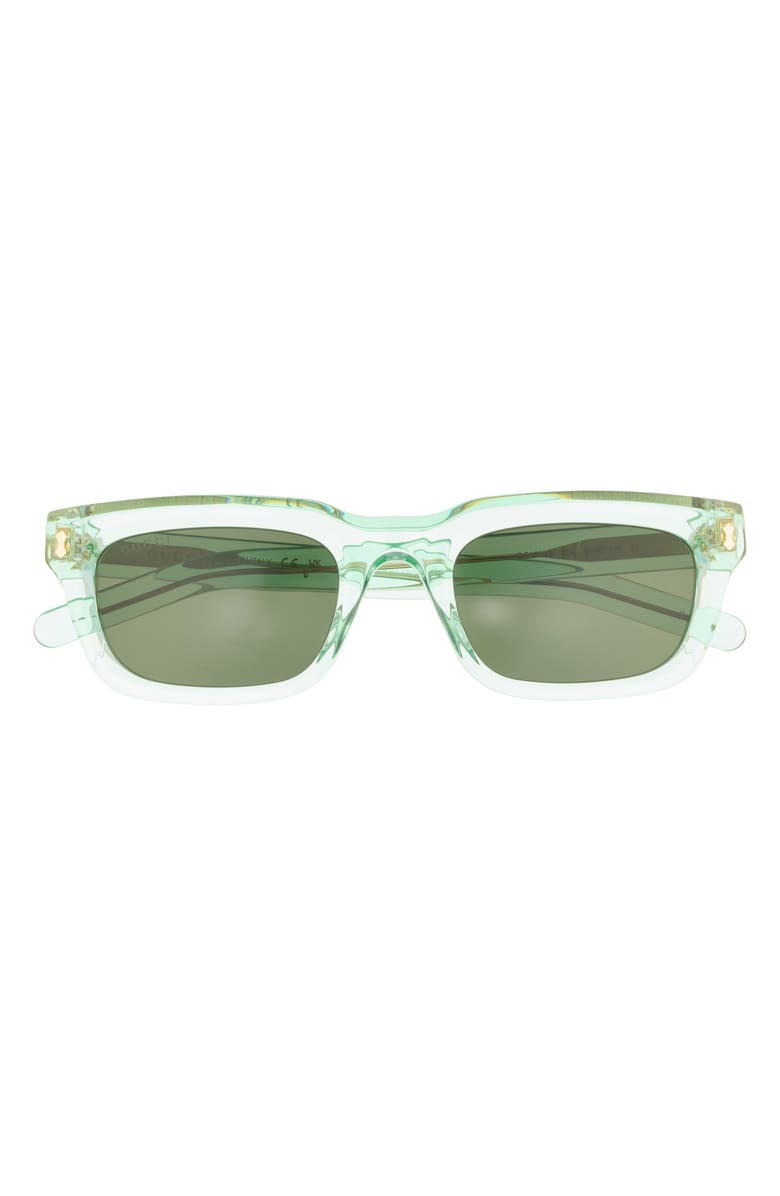 Gucci 51mm Square Sunglasses, Main, color, Green Green Green