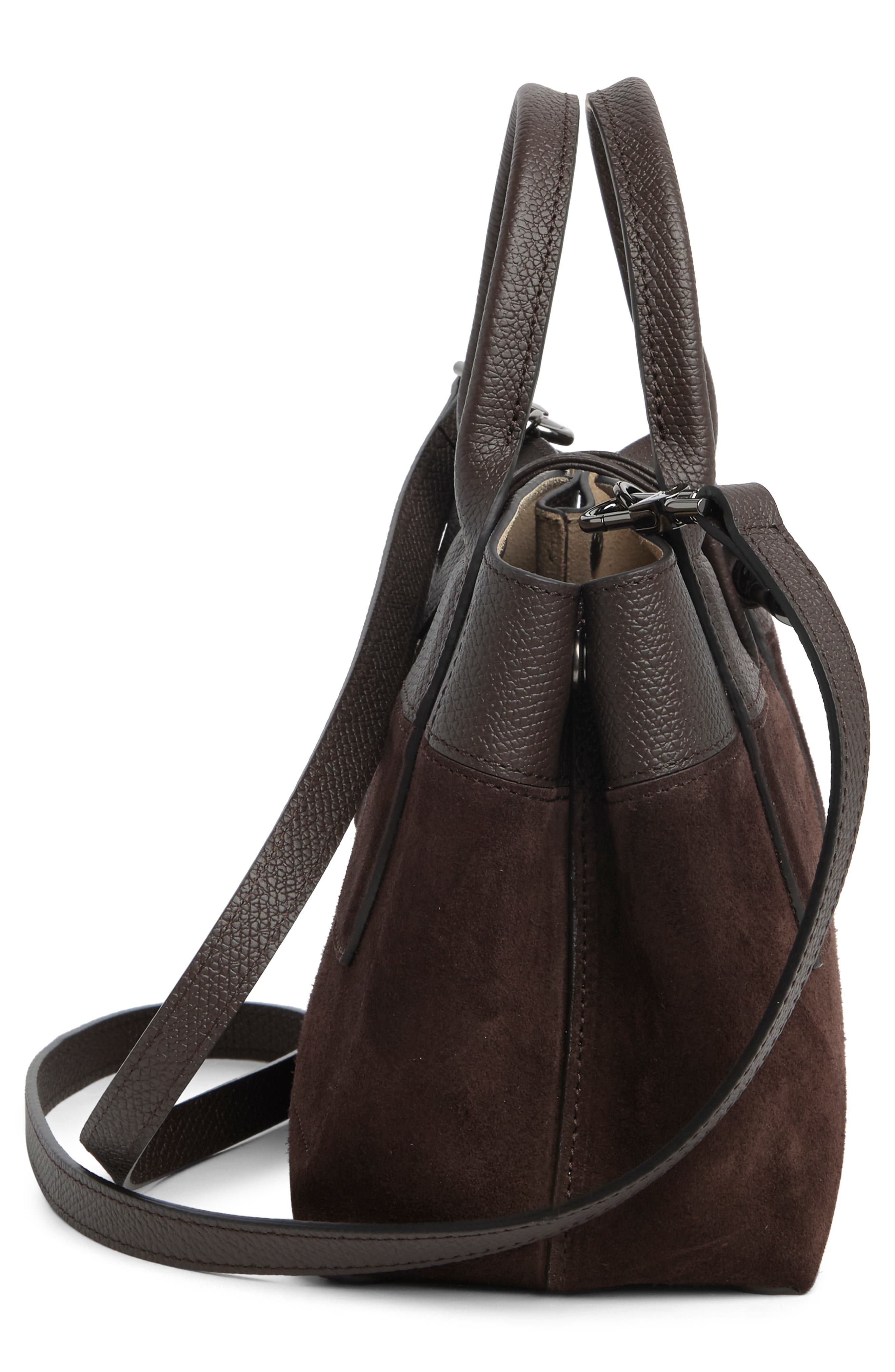 Longchamp Toggle Button Mixed Leather Satchel, Alternate, color, 
