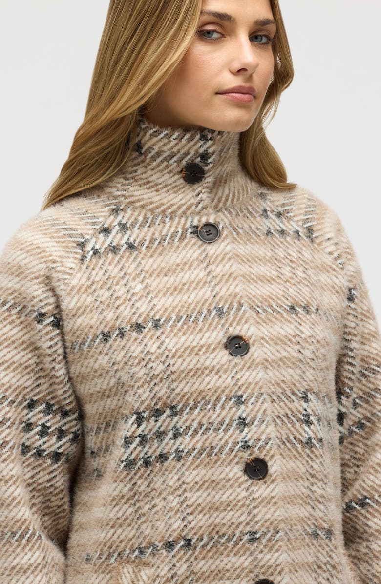 NVLT Patterned Eyelash Sweater Coat, Alternate, color, Natural Plaid