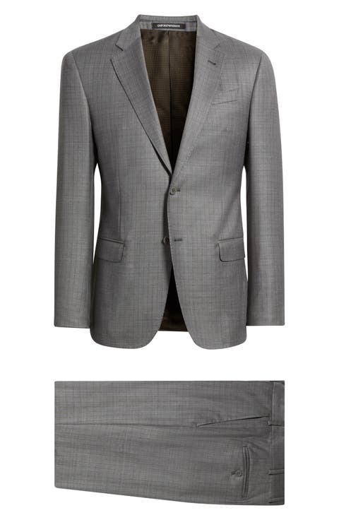 Charcoal & Blue Box Check Virgin Wool Suit
