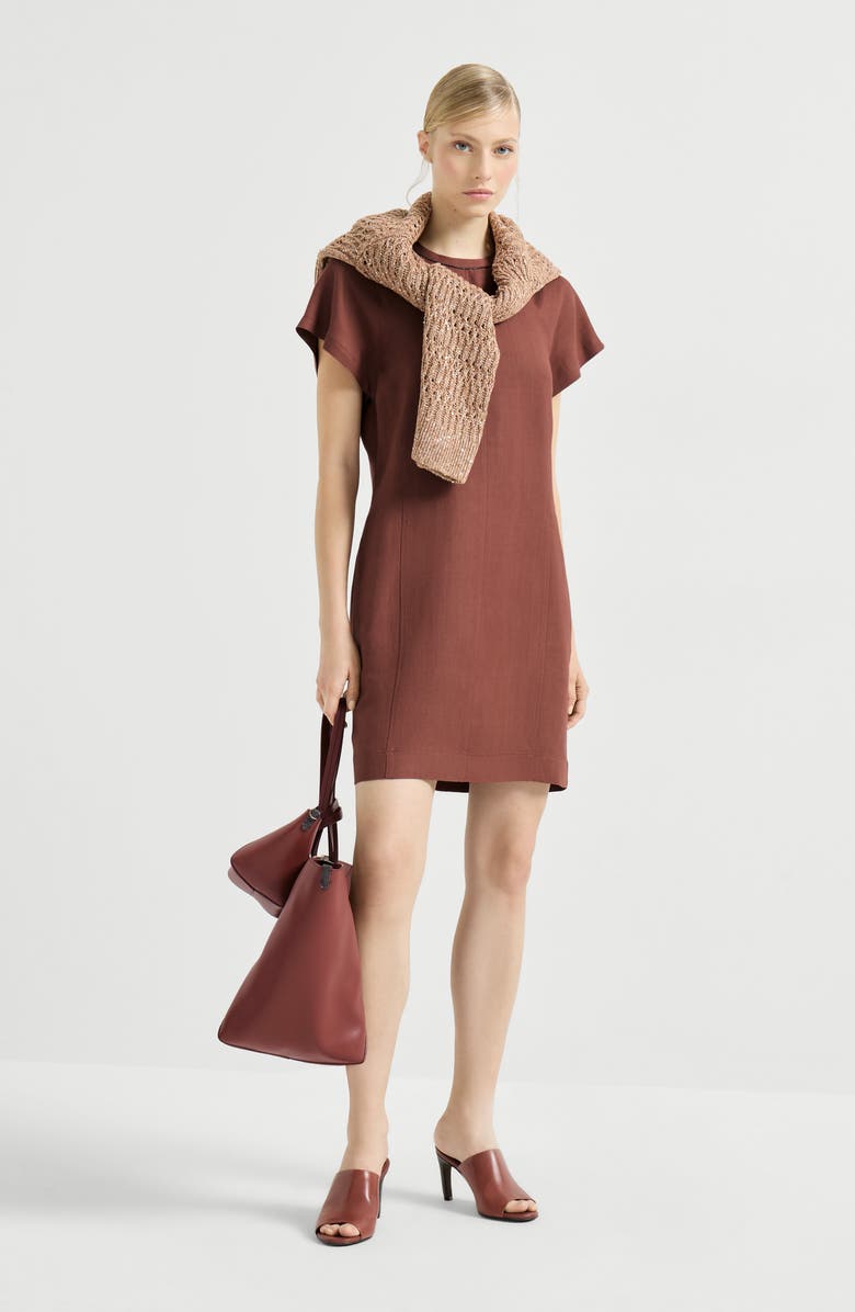 Brunello Cucinelli Fluid twill t-shirt dress, Alternate, color, Orange