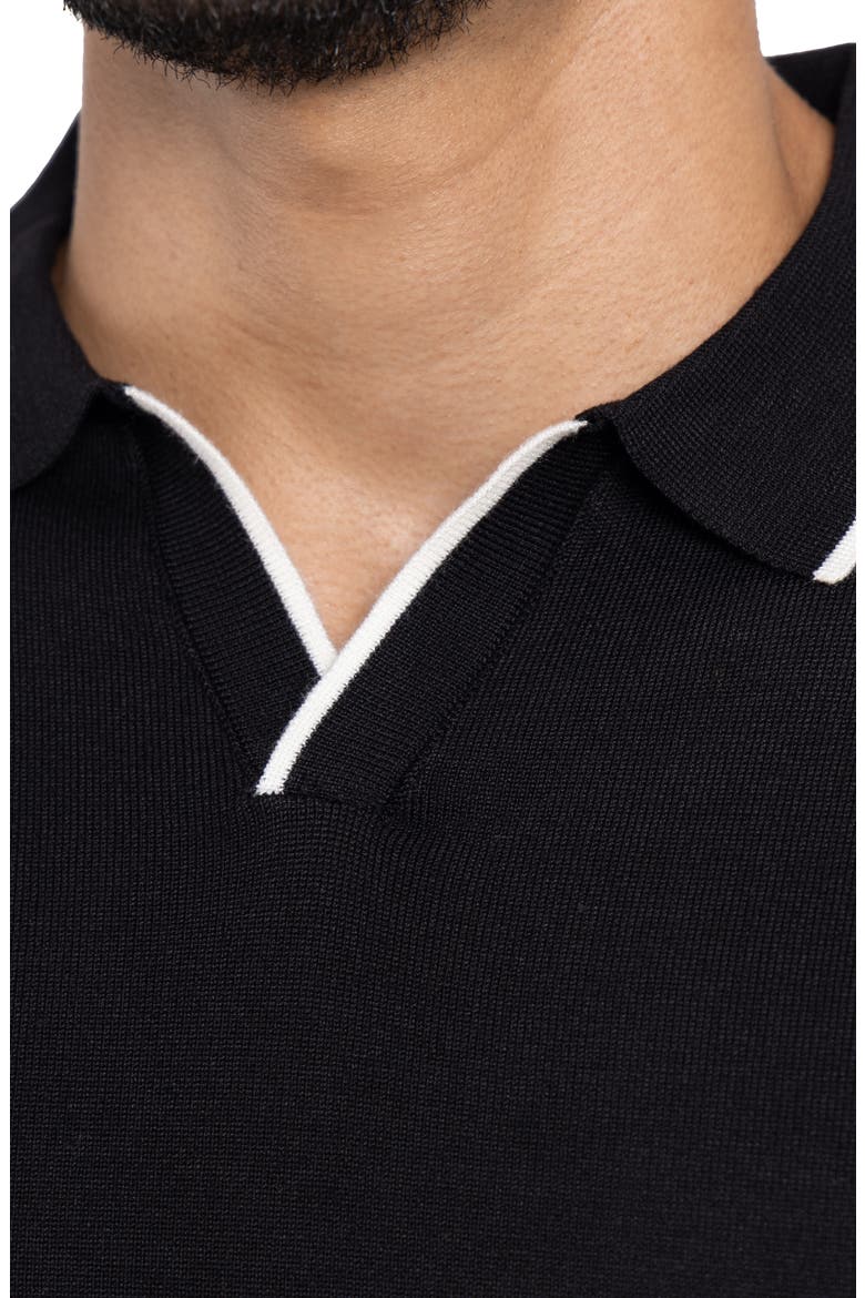 V-Neck Polo Sweater, Alternate, color, BLACK