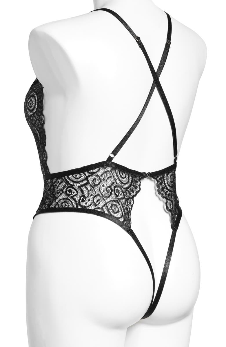 Roma Confidential Lace Crotchless Teddy, Alternate, color,
