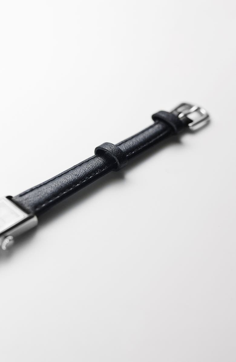 March Hare Watches The Kimsey Calfskin Leather Watch Strap Only, Main, color, Black Strap - Silver Buckle