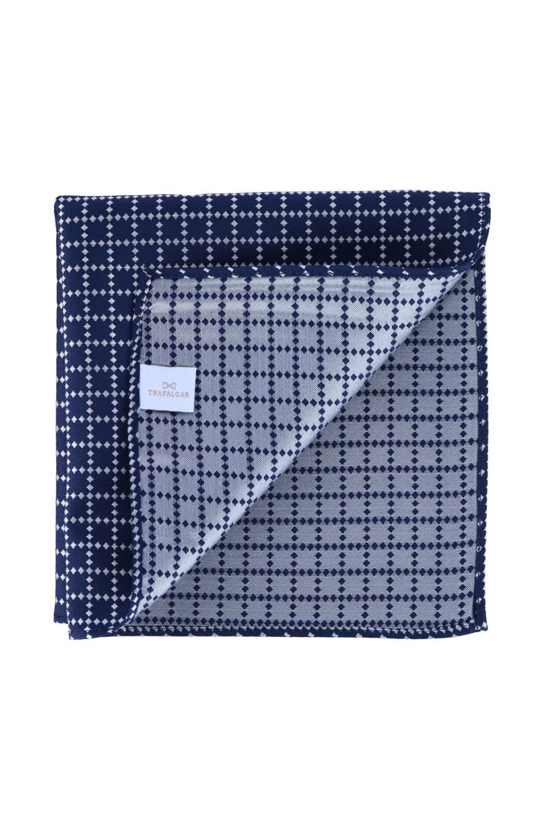 Trafalgar Rowan Geometric Pattern 12 x 12 Silk Pocket Square Set, Alternate, color, Black, Blue, Navy, Red