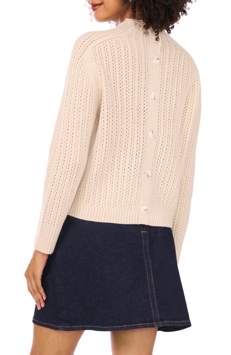 Vince Camuto Pointelle Funnel Neck Sweater, Alternate, color, Sugar Oak