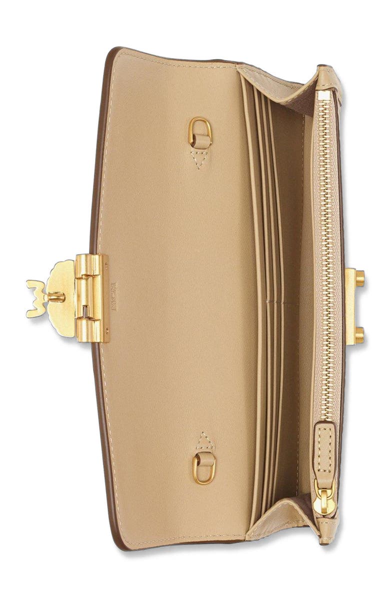MCM Tracy Chain Wallet in Visetos, Alternate, color, Beige + Black