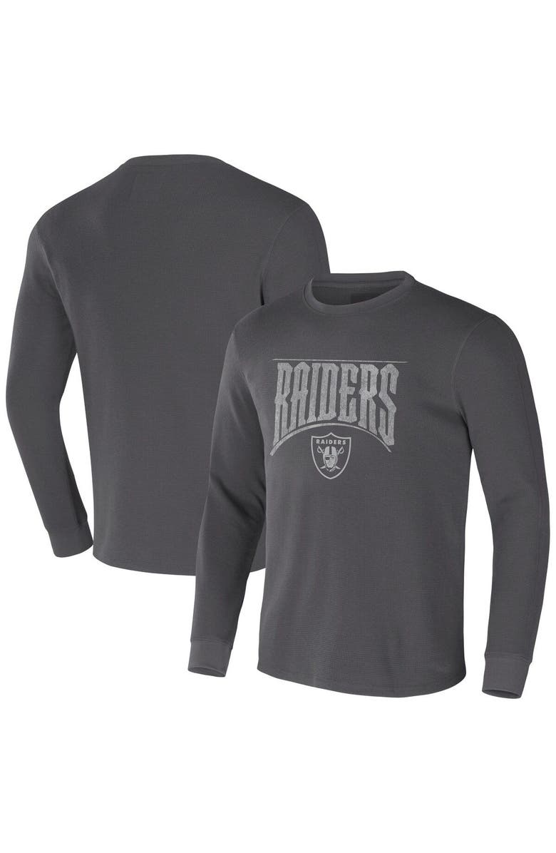 NFL X DARIUS RUCKER Men's NFL x Darius Rucker Collection by Fanatics Charcoal Las Vegas Raiders Long Sleeve Thermal T-Shirt, Main, color, Charcoal
