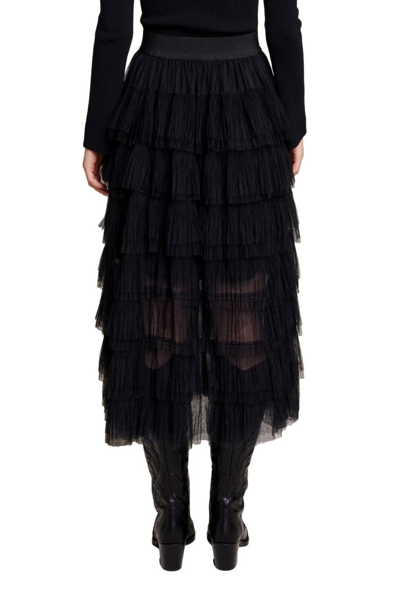 Tulle midi skirt, Alternate, color, BLACK