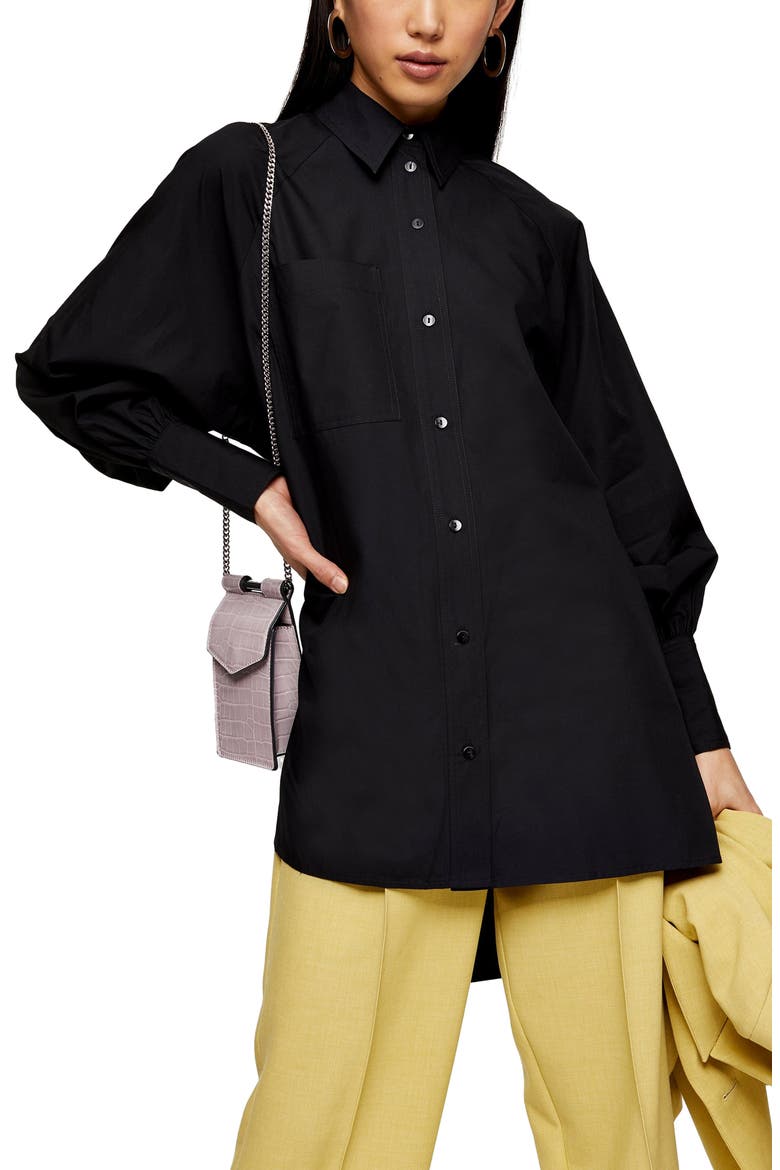 Oversize Poplin Shirt, Main, color, BLACK