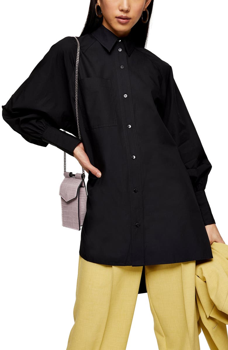 Topshop Oversize Poplin Shirt, Main, color,