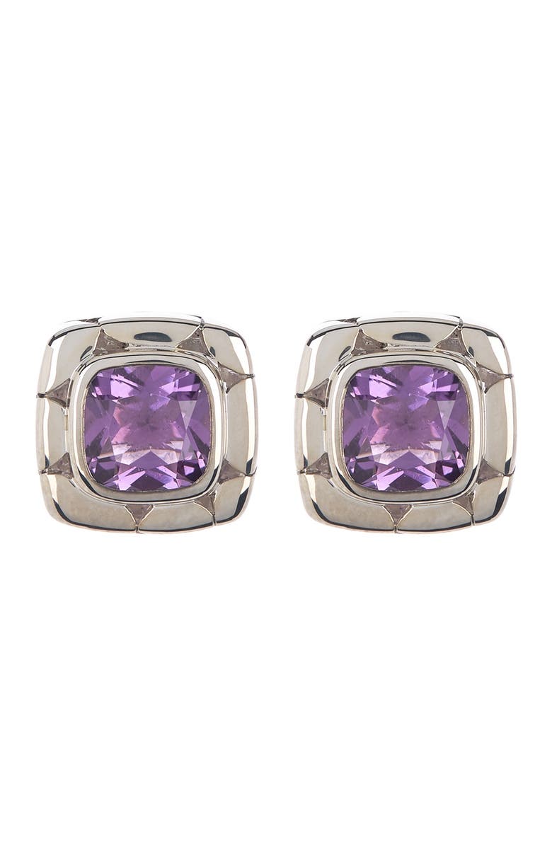 John Hardy Sterling Silver Kali Amethyst Square Stud Earrings, Alternate, color, 