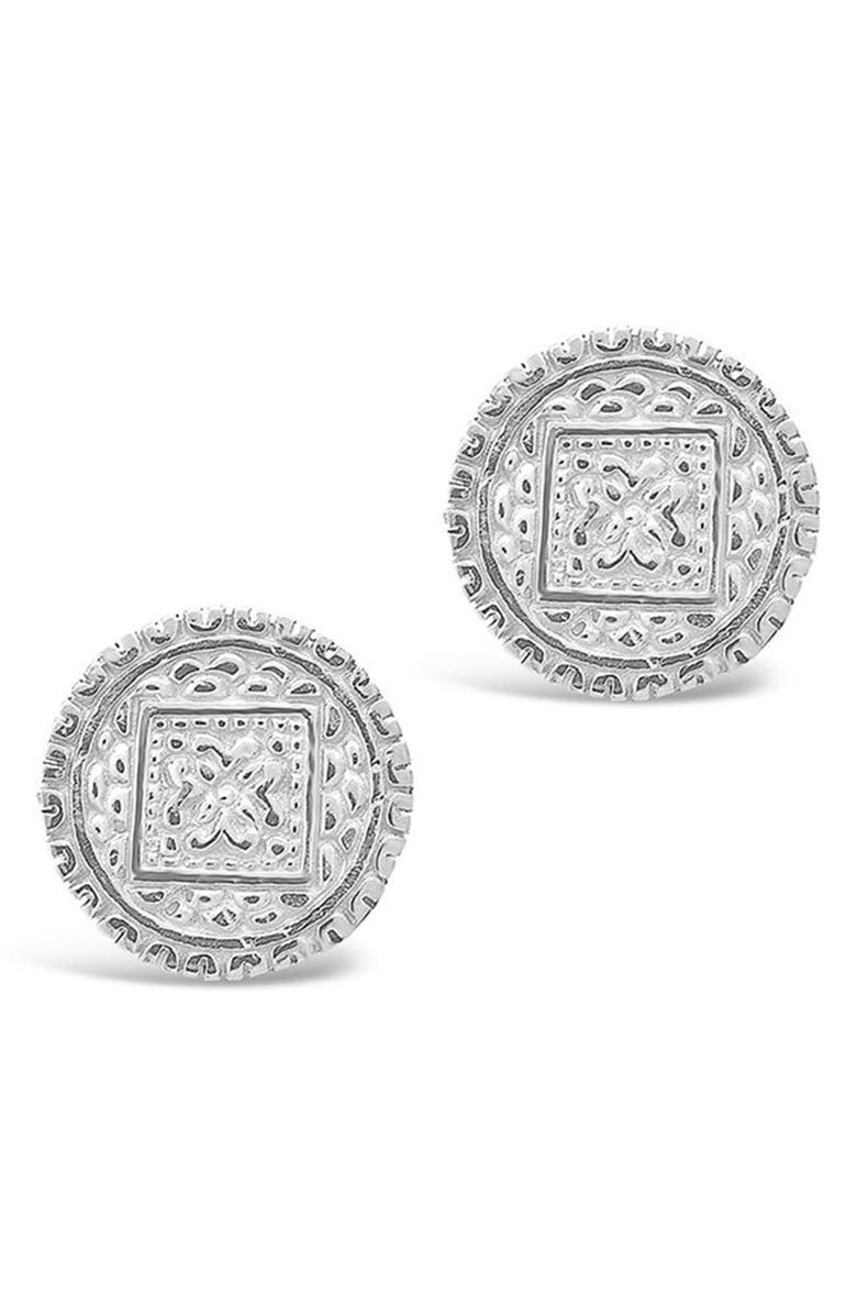 Sterling Forever Engraved Disc Stud Earrings, Alternate, color,