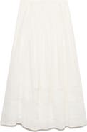 MANGO Pleated Lace Trim Cotton Midi Skirt