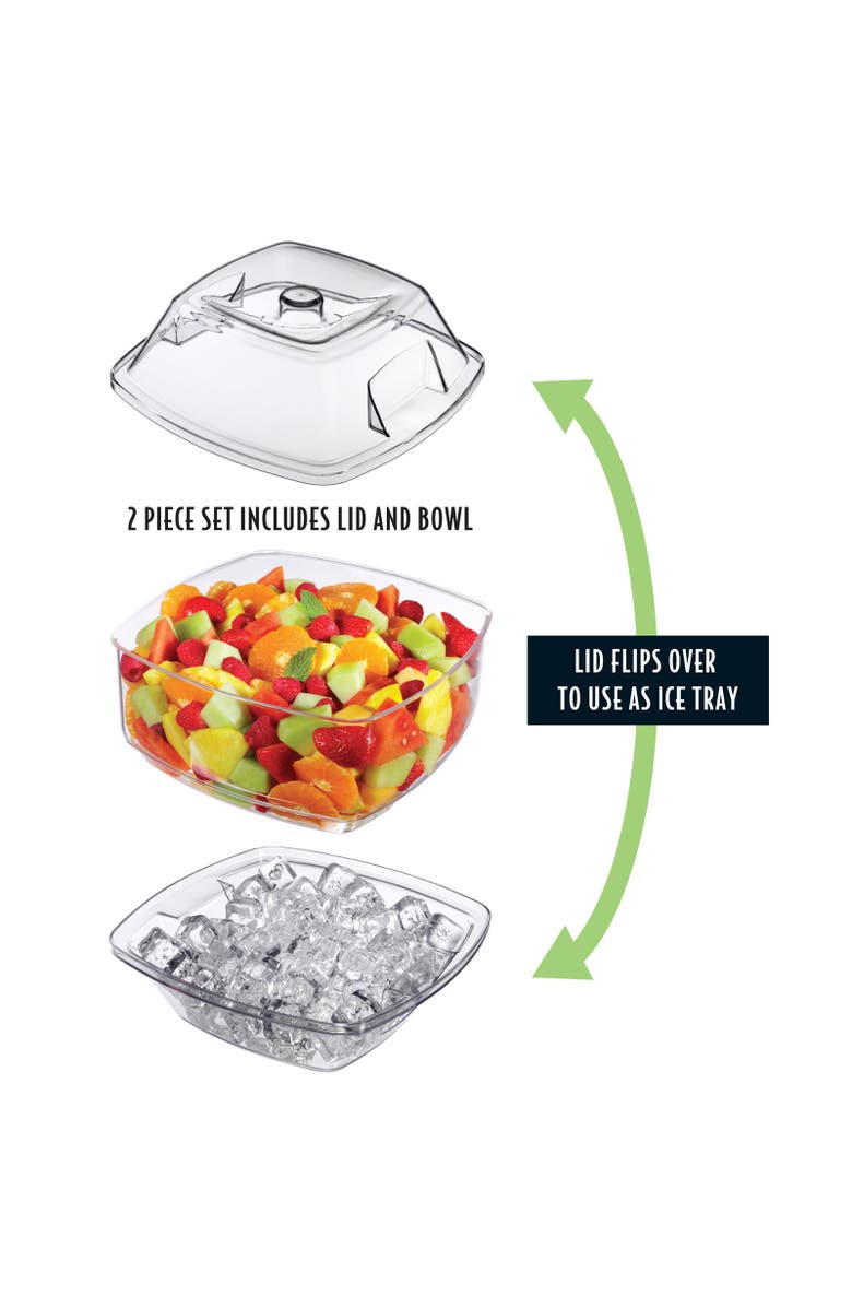PRODYNE Acrylic Flip Salad On Ice Bowl with Lid, Piece Set, 10-Inch, Alternate, color, Clear
