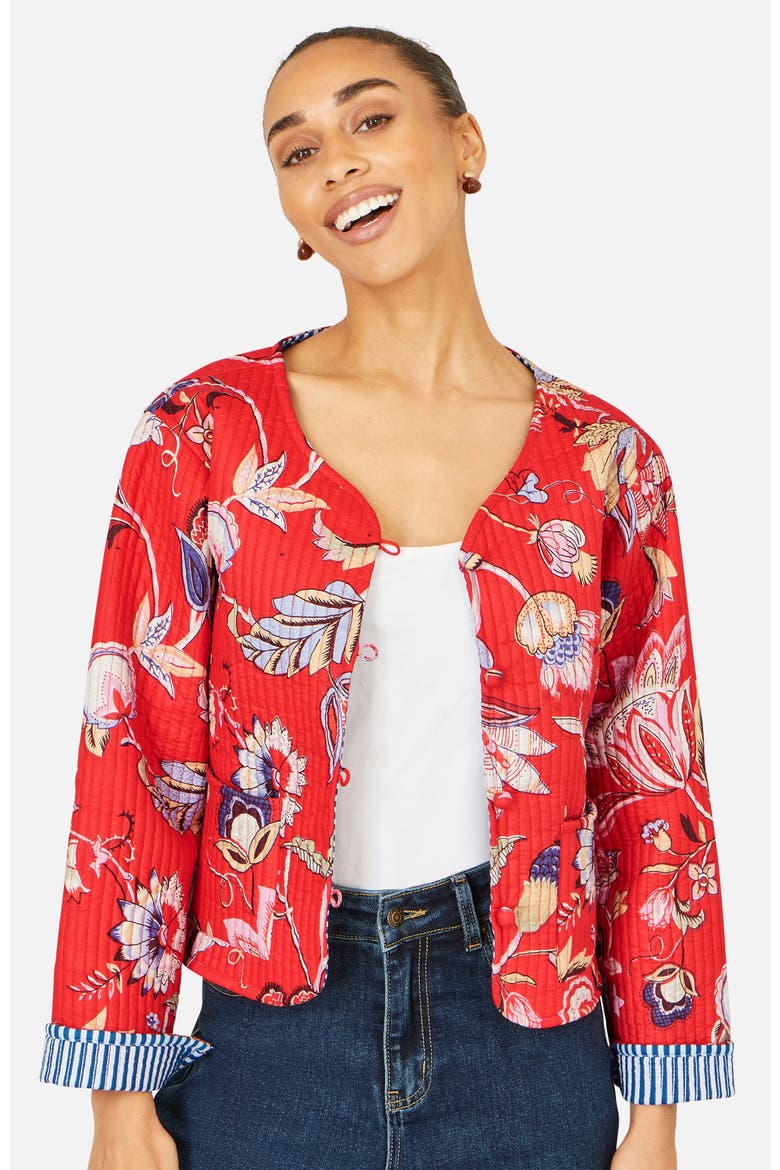 Boho Cotton Reversible Quilted Jacket, Alternate, color, Red