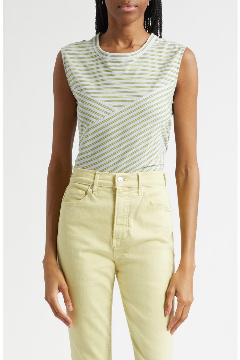 Johana Stripe Side Ruched T-Shirt, Main, color, BANDED STRIPE