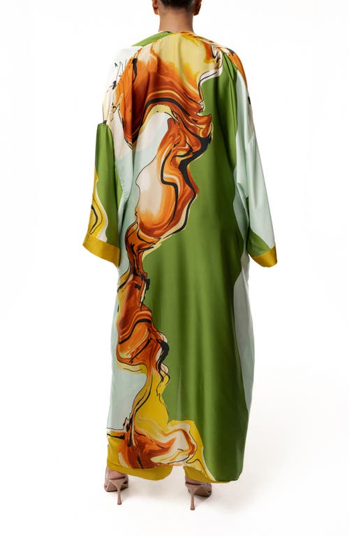 Jluxlabel Nola Satin Maxi Duster In Green