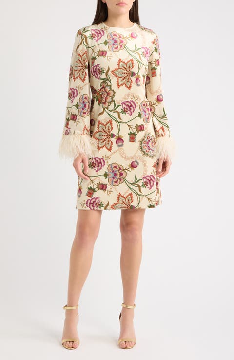 Feather Cuff A-Line Dress