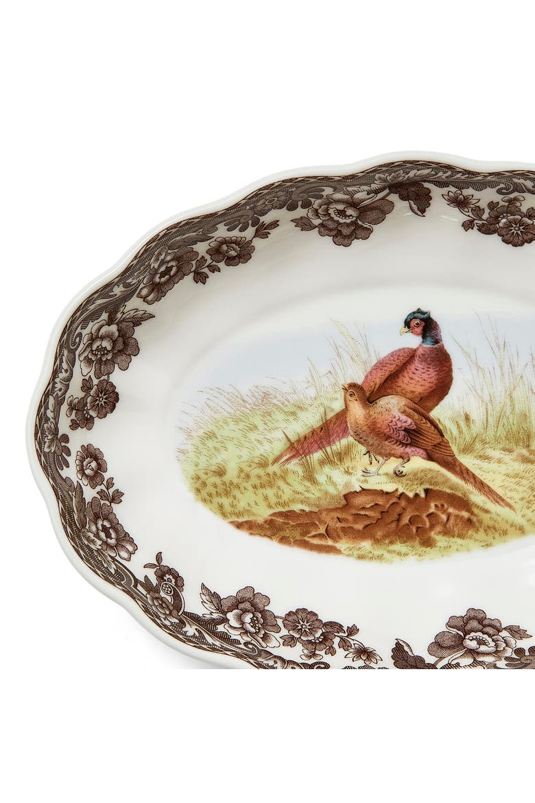 Woodland 6" Oval Fluted Dish, Pheasant, Alternate, color, Brown