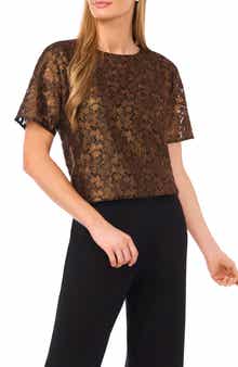 Halogen® Lace Short Sleeve Top