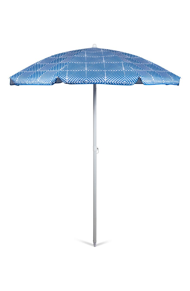 Picnic Time Blue Athens Pattern Portable Beach Umbrella, Main, color,