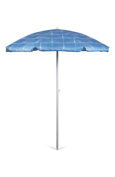 Blue Athens Pattern Portable Beach Umbrella