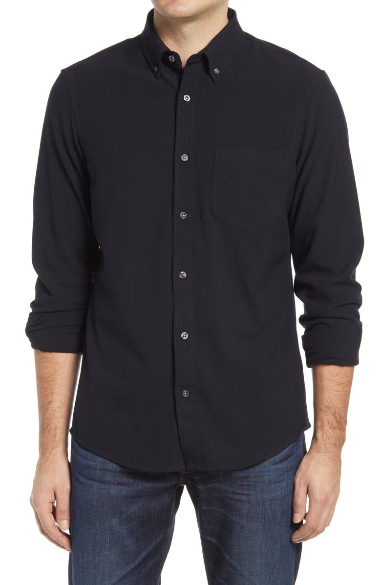 Nordstrom Trim Fit Solid Flannel Button-Down Shirt, Main, color,