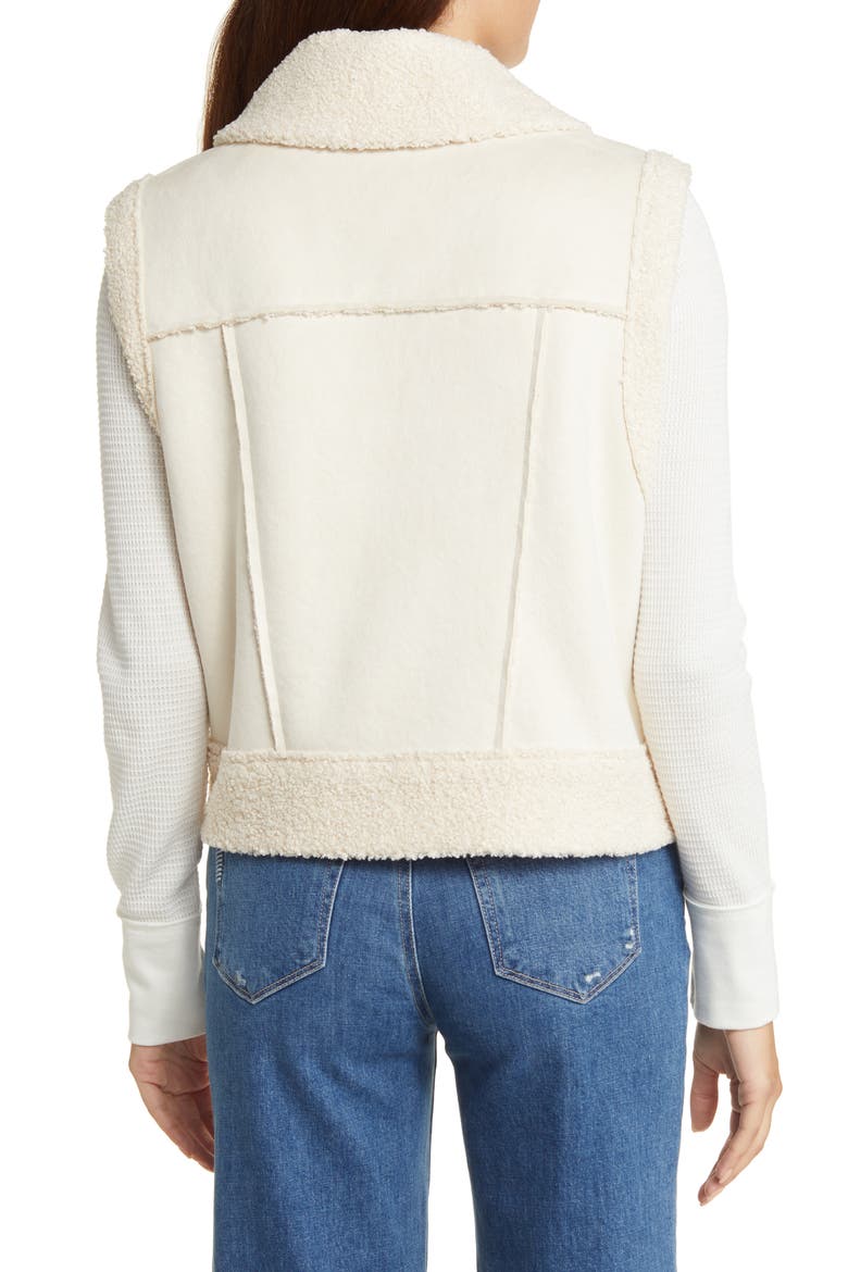 Faux Shearling & Faux Suede Vest, Alternate, color, NATURAL