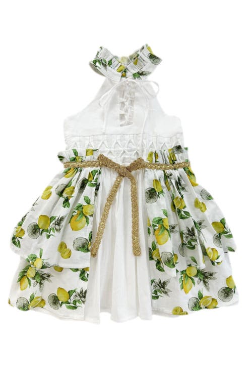 Petite Maison Kids Amalfi Lemon Dress In White Lemon Print