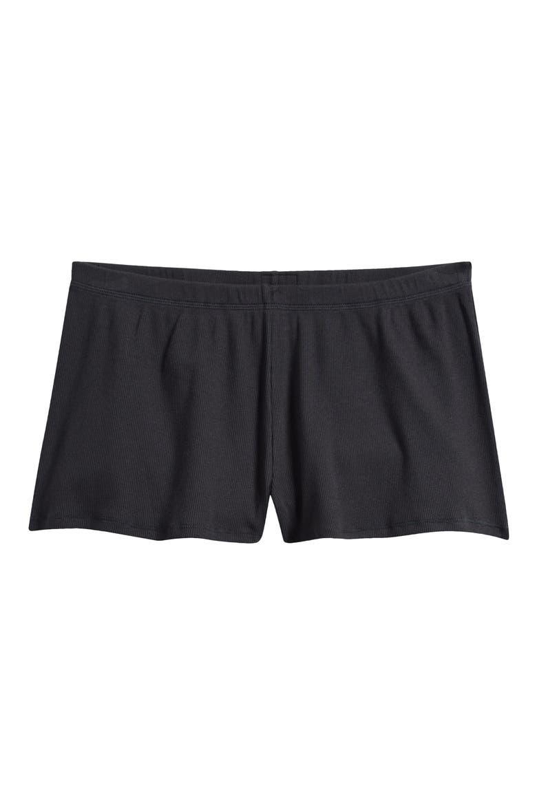 Stretch Cotton Rib Loose Shorts, Alternate, color, SOOT