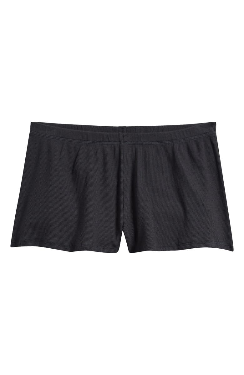 SKIMS Stretch Cotton Rib Loose Shorts, Alternate, color, Soot