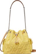 Tory Burch Charlie Quilted Denim Drawstring Shoulder Bag