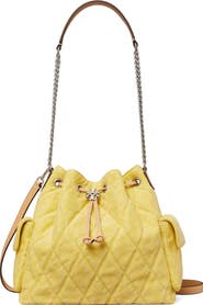 Tory Burch Charlie Quilted Denim Drawstring Shoulder Bag