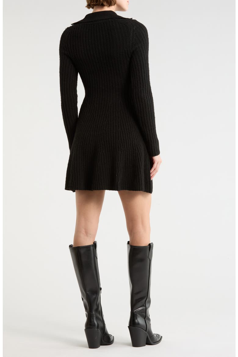 Long Sleeve Ribbed Sweater Dress, Alternate, color, BLACK