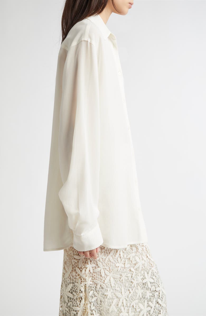 TOTEME Classic Crepe Button-Up Shirt, Alternate, color, Milk