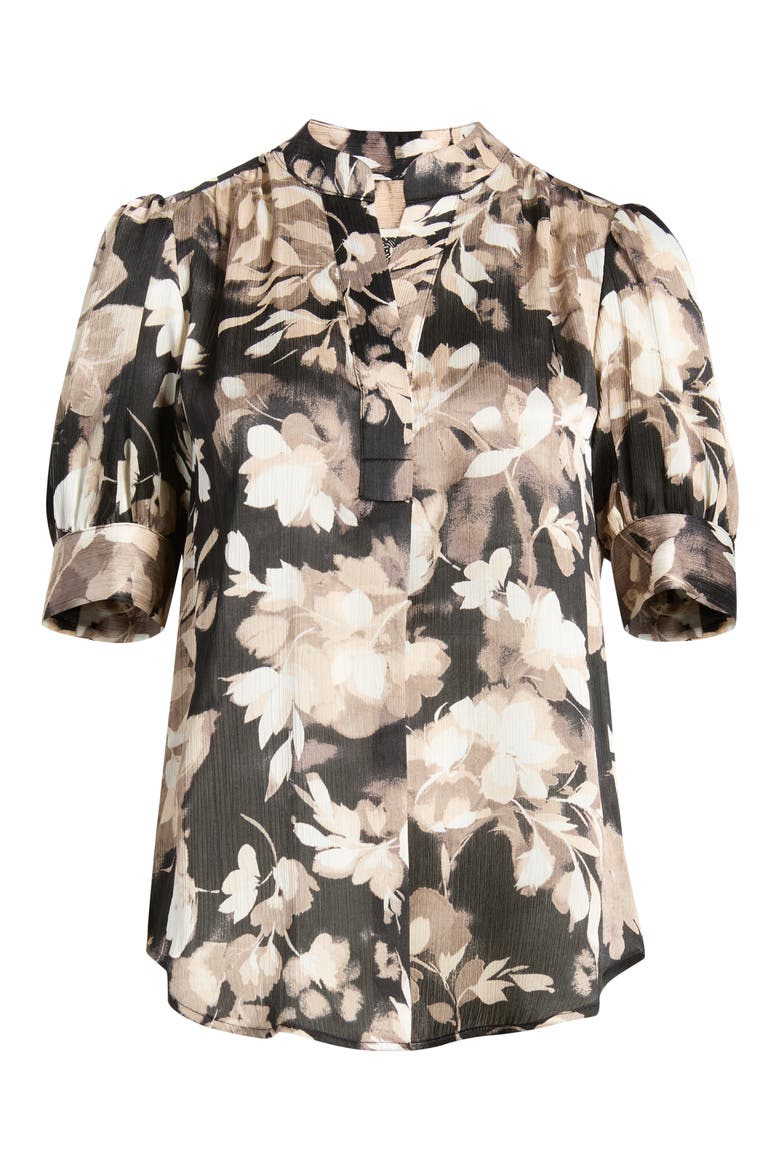 Puff Sleeve Top, Alternate, color, ANNE BLACK / LATTE MULTI